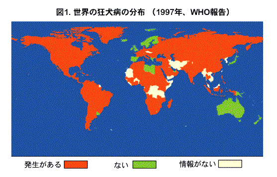 世界の狂犬病の分布